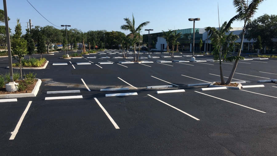 Parking Lot with Thermoplastic Symmetrical Pavement Markings